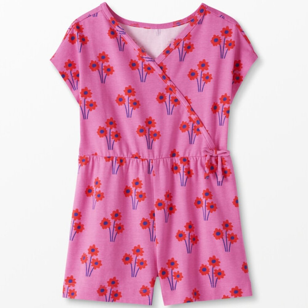 Hanna Andersson Print Wrap Romper In Cotton Jersey